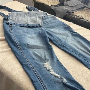 Women’s Distressed Blue Denim overalls, great condition